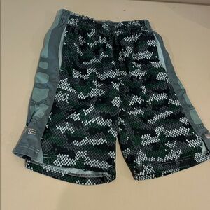 Nike Camo Black and Green Athletic Shorts